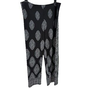 Susan Graver Liquid Knit Pant Lp Black Straight Leg Pull on Printed Casual